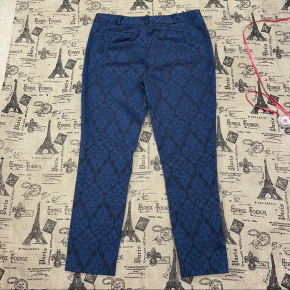 NWOT Michael Michael Kors Navy /Black Metallic Royal damask Print Pant Size 12 - Picture 6 of 10